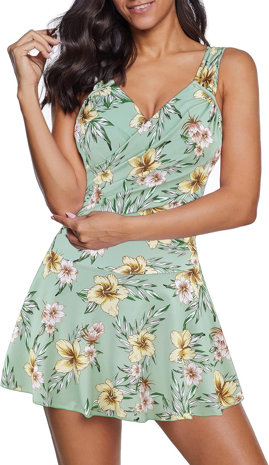 Zando Swim Suits for Women - Stylish Tummy Control Swim Dress