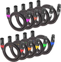 XLR Cables Braided 10ft 10 Packs 3 Pin XLR Male to Female - Color