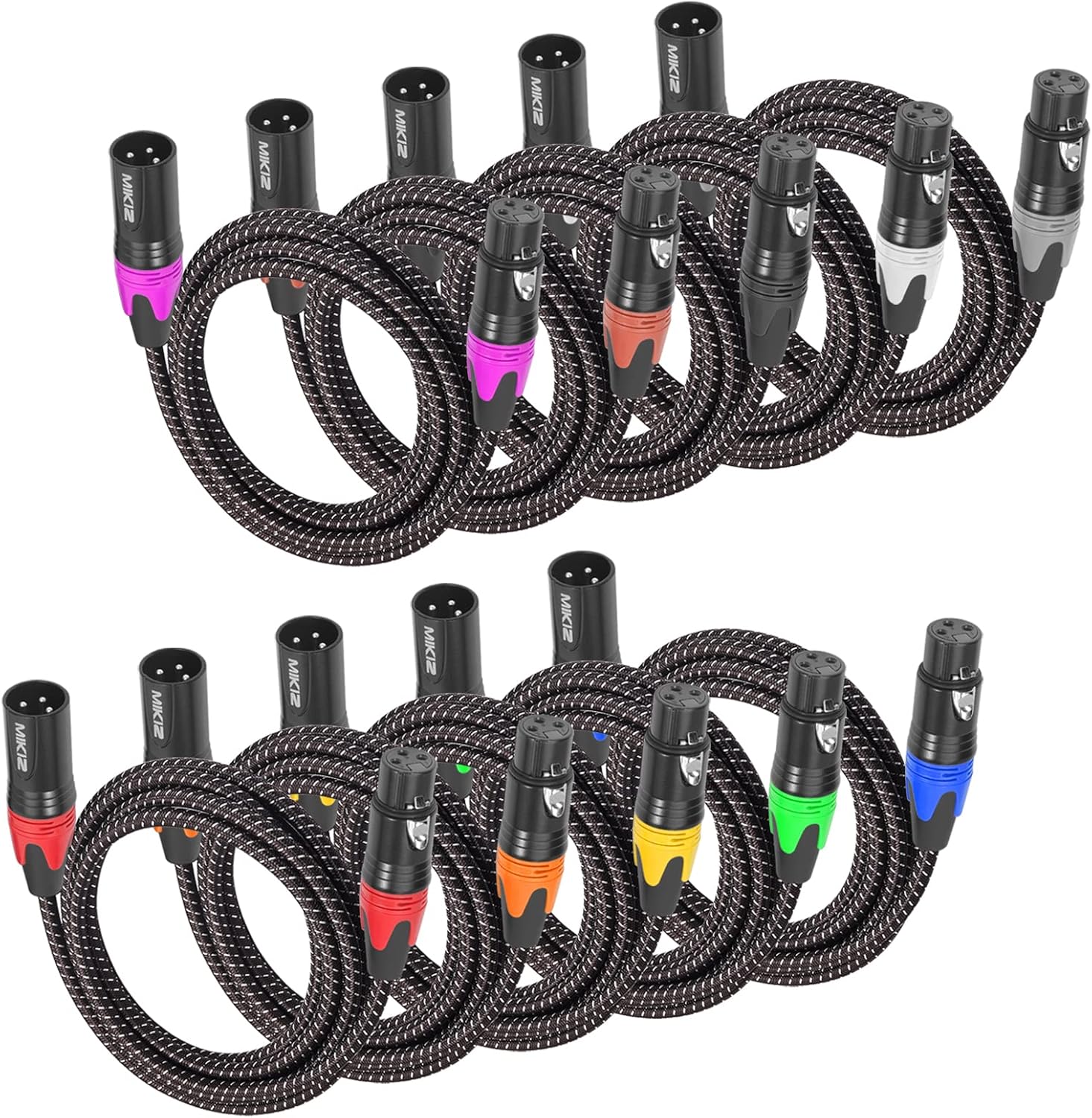 XLR Cables Braided 10ft 10 Packs for Audio and DMX Control