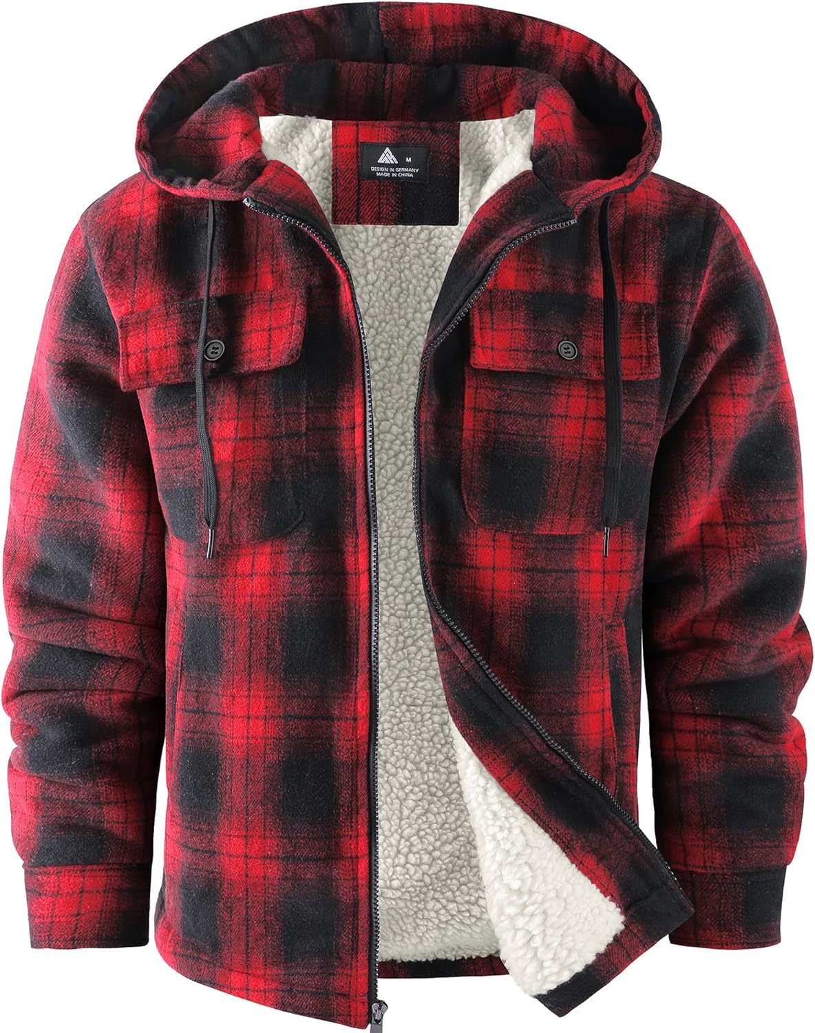 ZITY Men's Flannel Hooded Jacket for Warmth and Comfort
