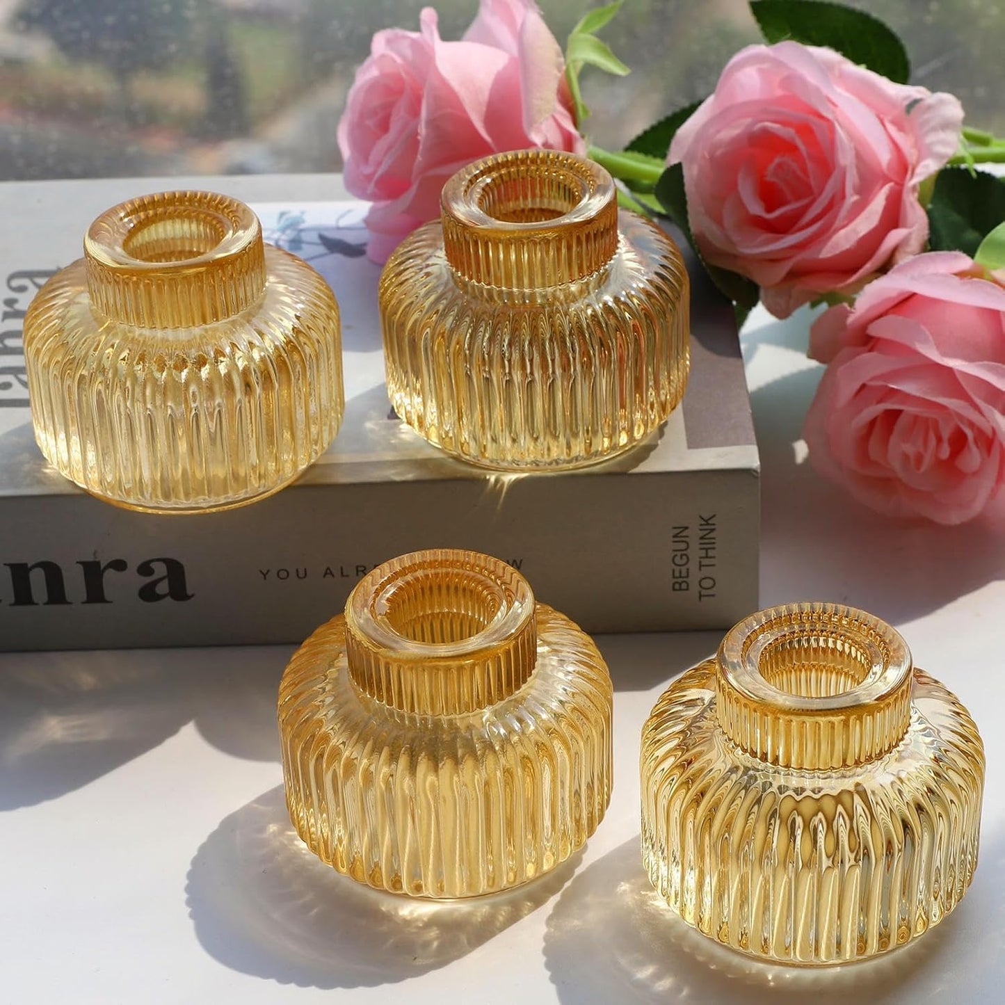 Elegant Gold Candle Stick Holders Set for Weddings and Parties