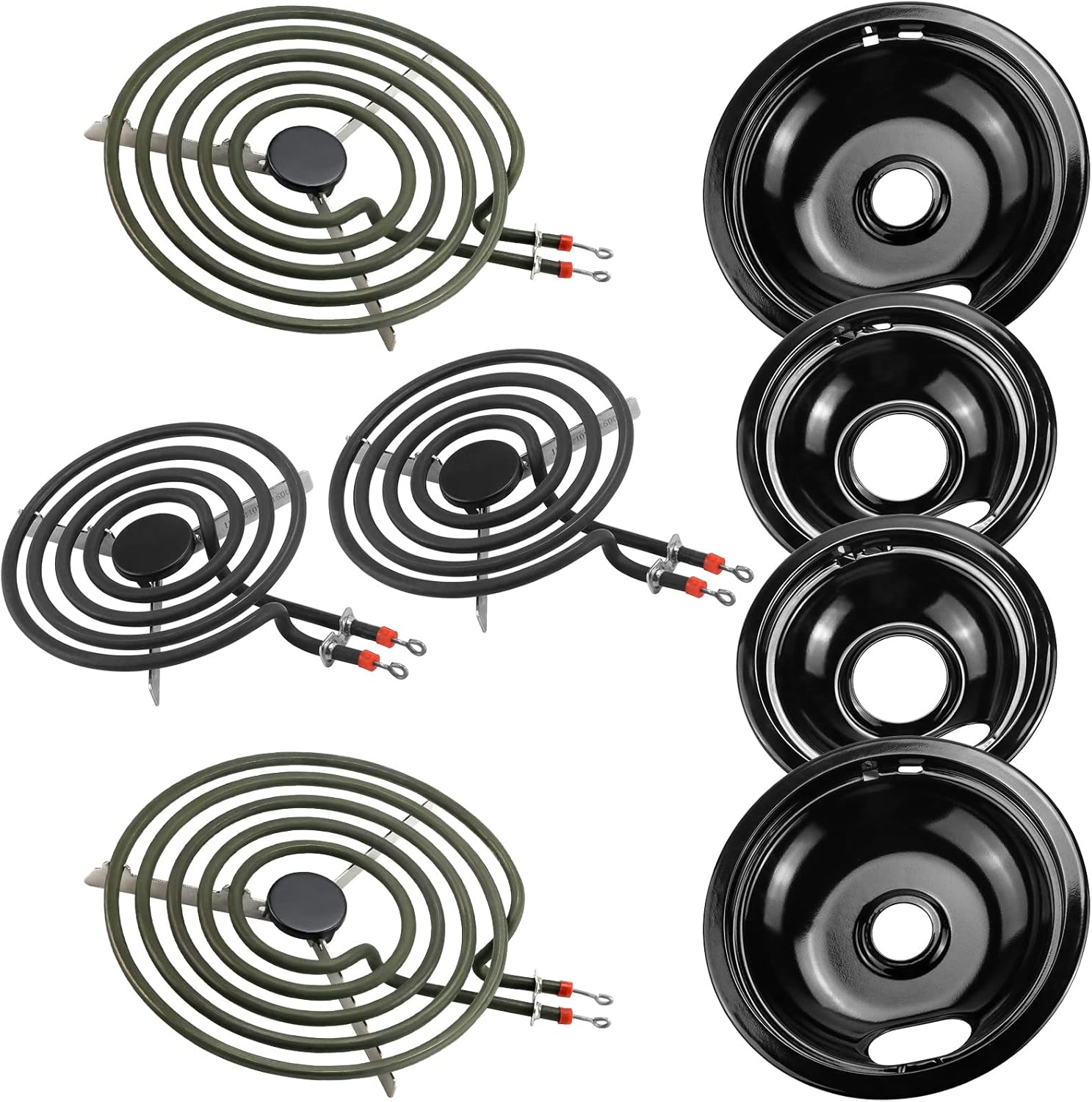 Porcelain Burner Drip Pan & MP22YA Electric Range Element Set