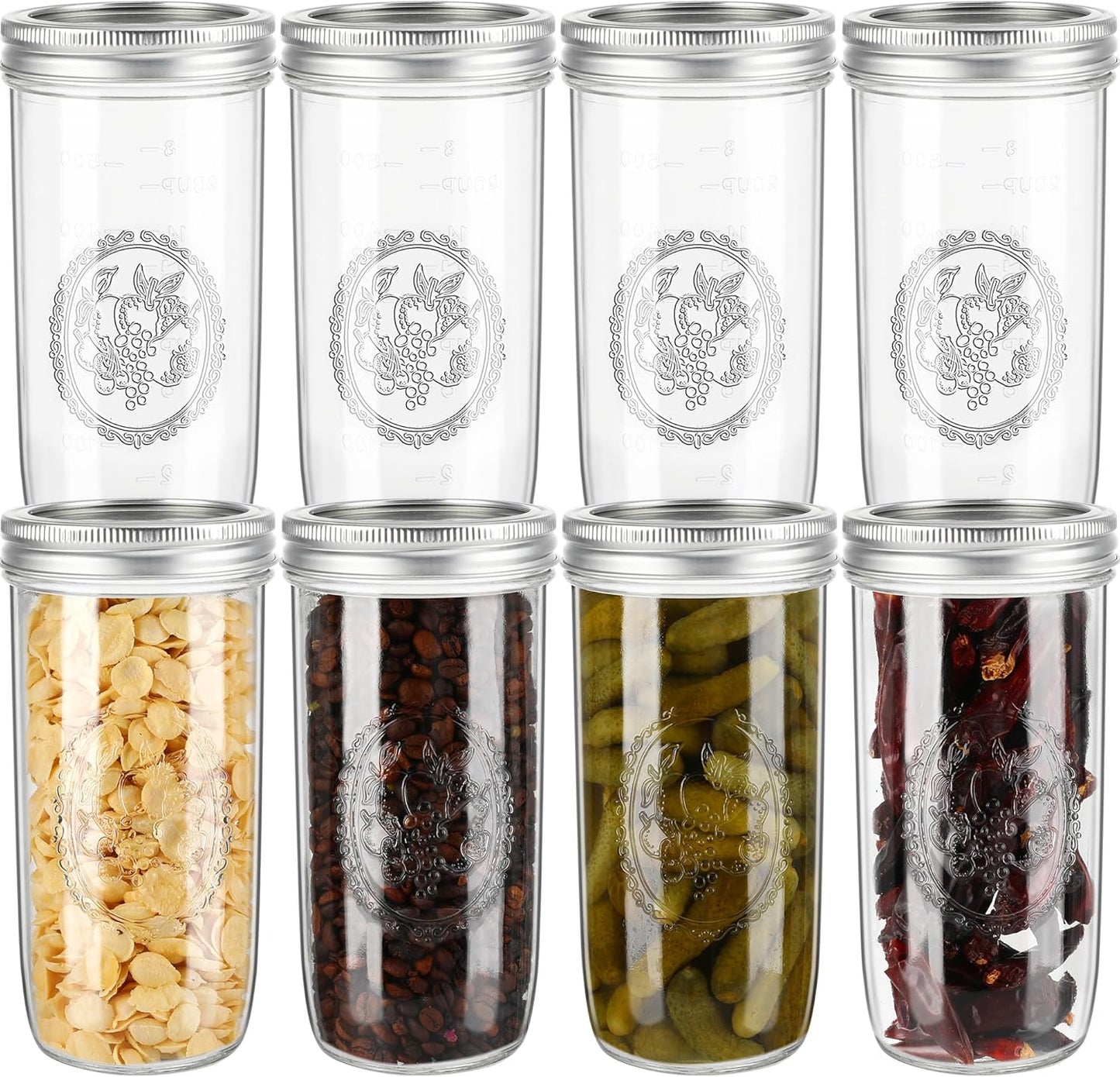 Wide Mouth Mason Jars 24oz - Perfect for Canning and Preserving