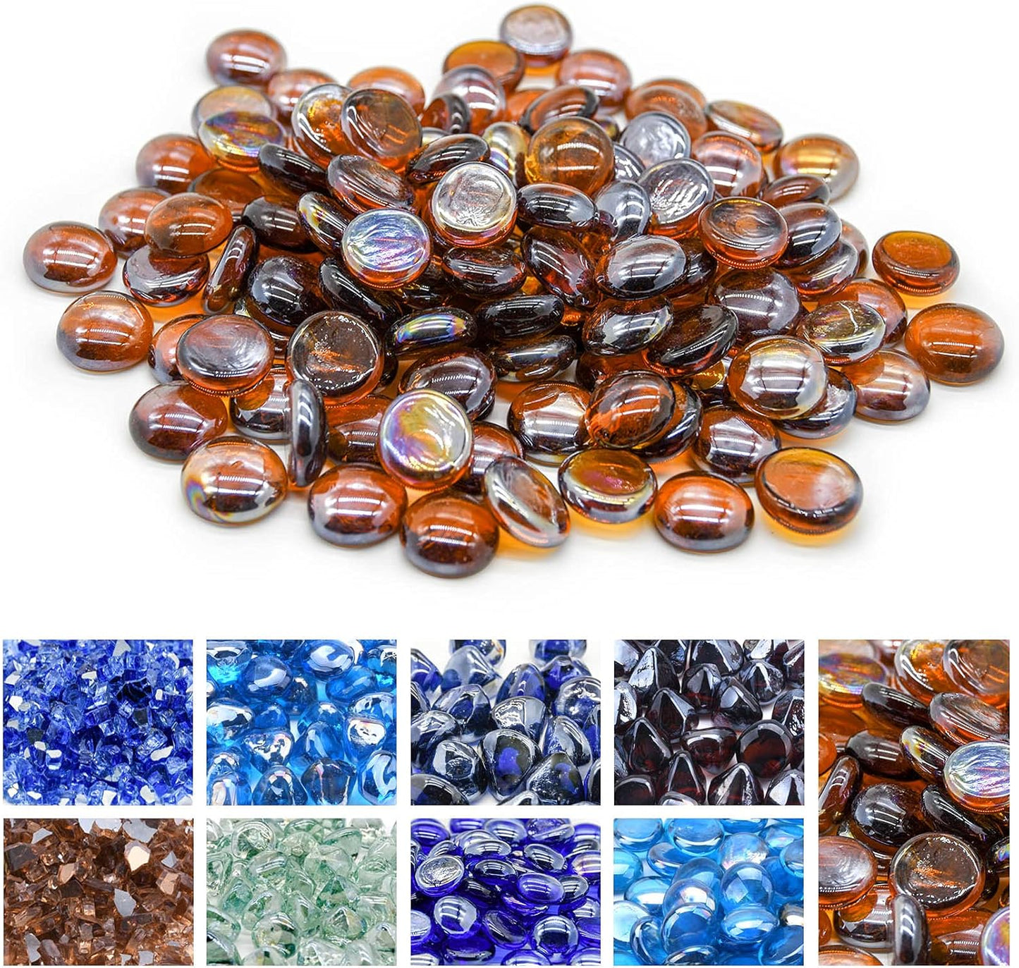 GasSaf 3/4 Inch Glass Fire Rocks for Gas Fire Pit and Fireplace