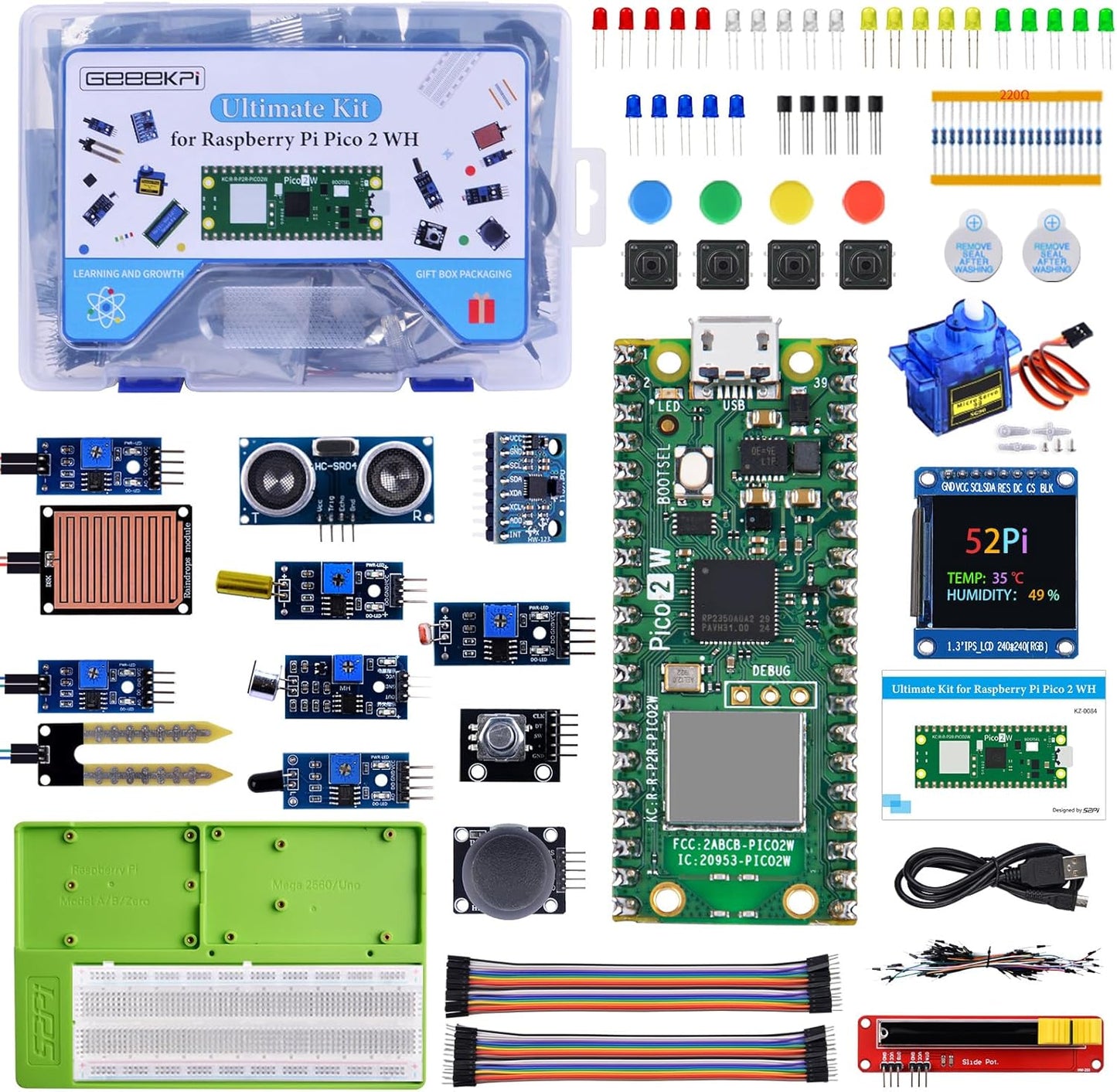 GeeekPi Ultimate Kit for Raspberry Pi Pico 2 W - Comprehensive Fun