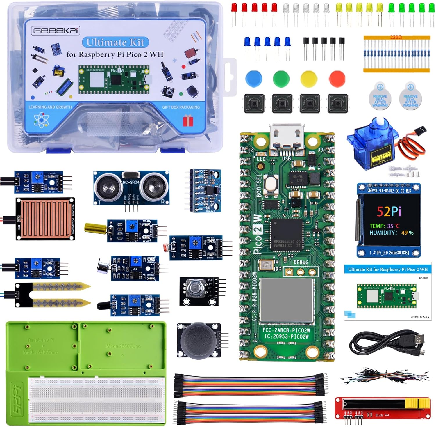 GeeekPi Ultimate Kit for Raspberry Pi Pico 2 W - Comprehensive Fun