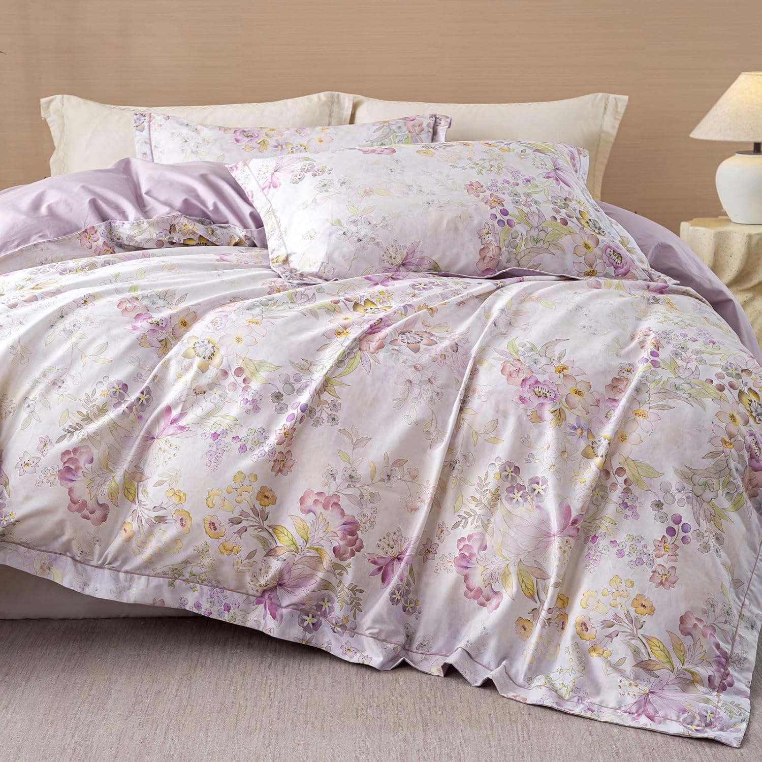 Ultra Soft Floral Pattern Duvet Cover Set Queen Size 3-PC