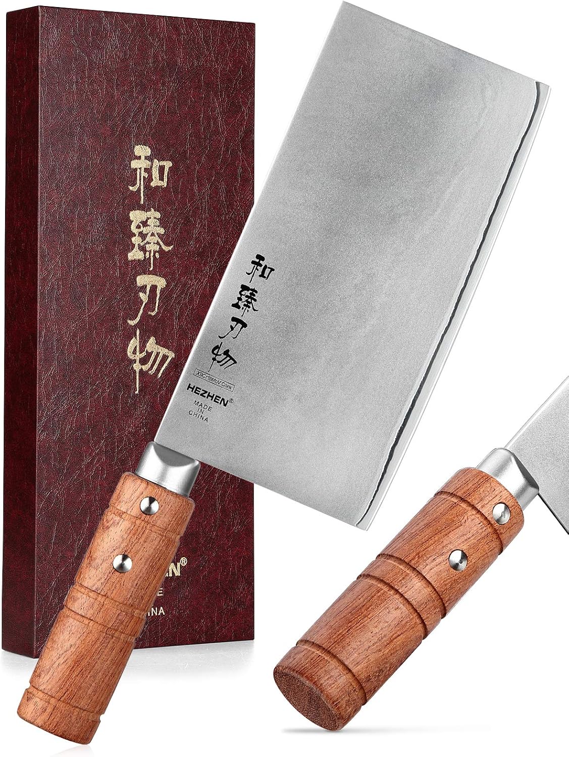 7 Cleaver Knife for Kitchen by HEZHEN - Perfect for Meat & Veggies