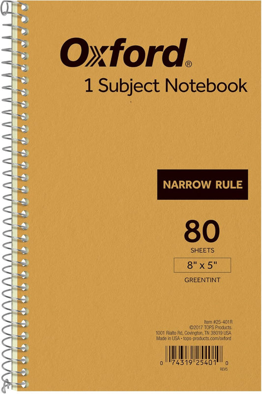 Compact 1-Subject Kraft Notebook, Eco-Friendly Paper, 80 Sheets