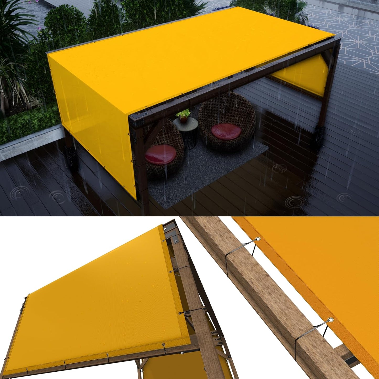 ColourTree 8ft x 11ft Yellow Waterproof Pergola Canopy Cover