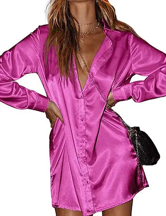 Zeagoo Women's Satin Shirt Dresses for Stylish Mini Parties