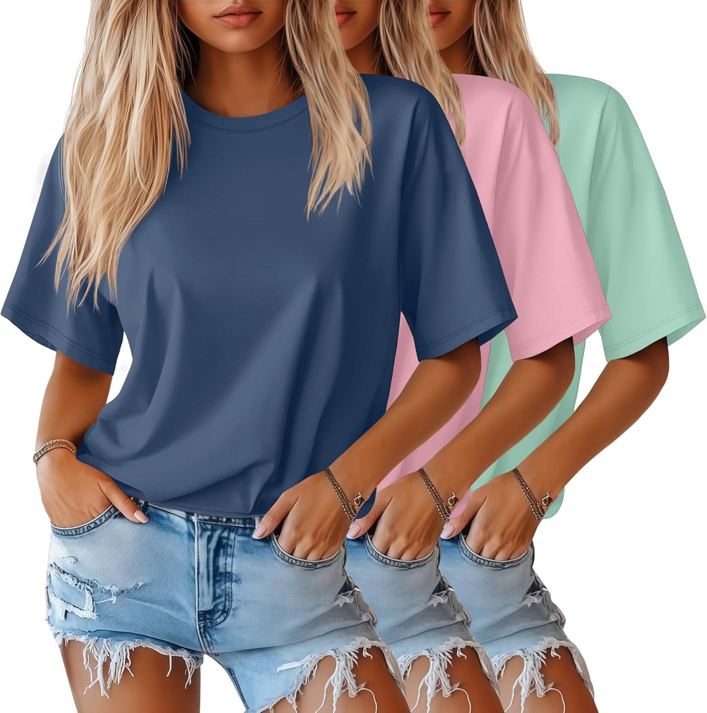 Huukeay Women's Half Sleeve T-Shirts for Casual Summer Wear
