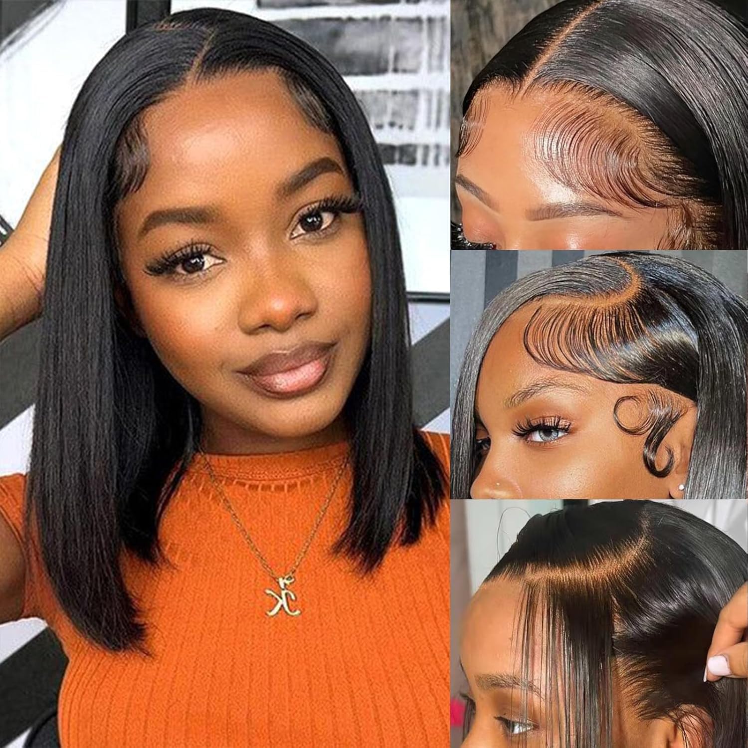 Glueless Bob Wig Human Hair 13x4 HD Lace Front for Black Women