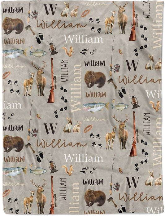 Customized Hunting Fishing Baby Blanket for Boys