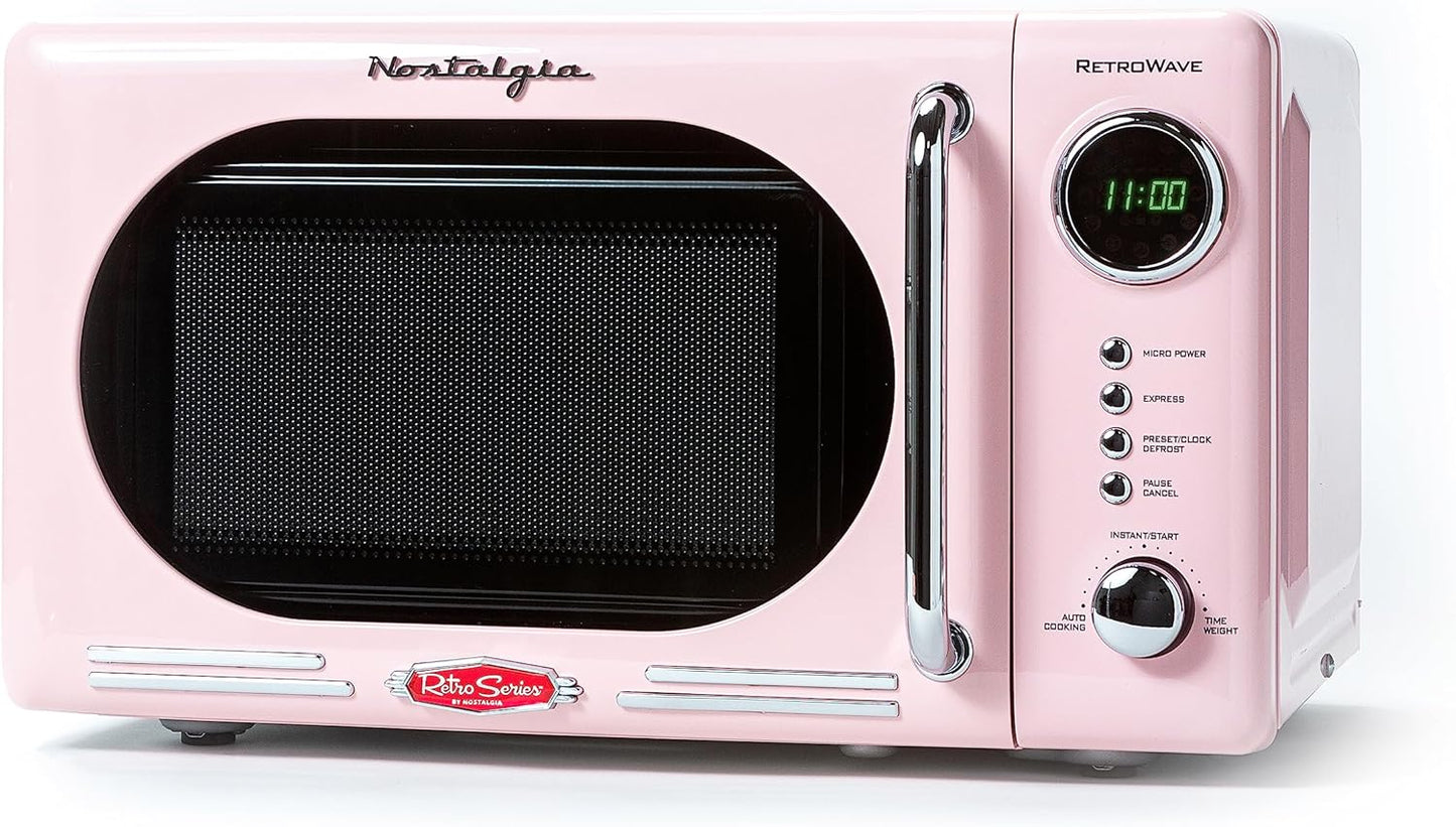 Pink Retro Microwave - Compact & Powerful 700W