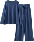 Womens 2 Piece Oversized Knit Sweater Set - Cozy Wide Leg Lounge in