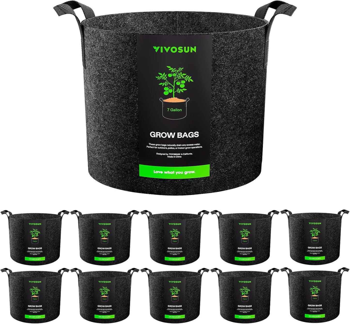 VIVOSUN 10-Pack 7 Gallon Grow Bags for Gardening and Planting
