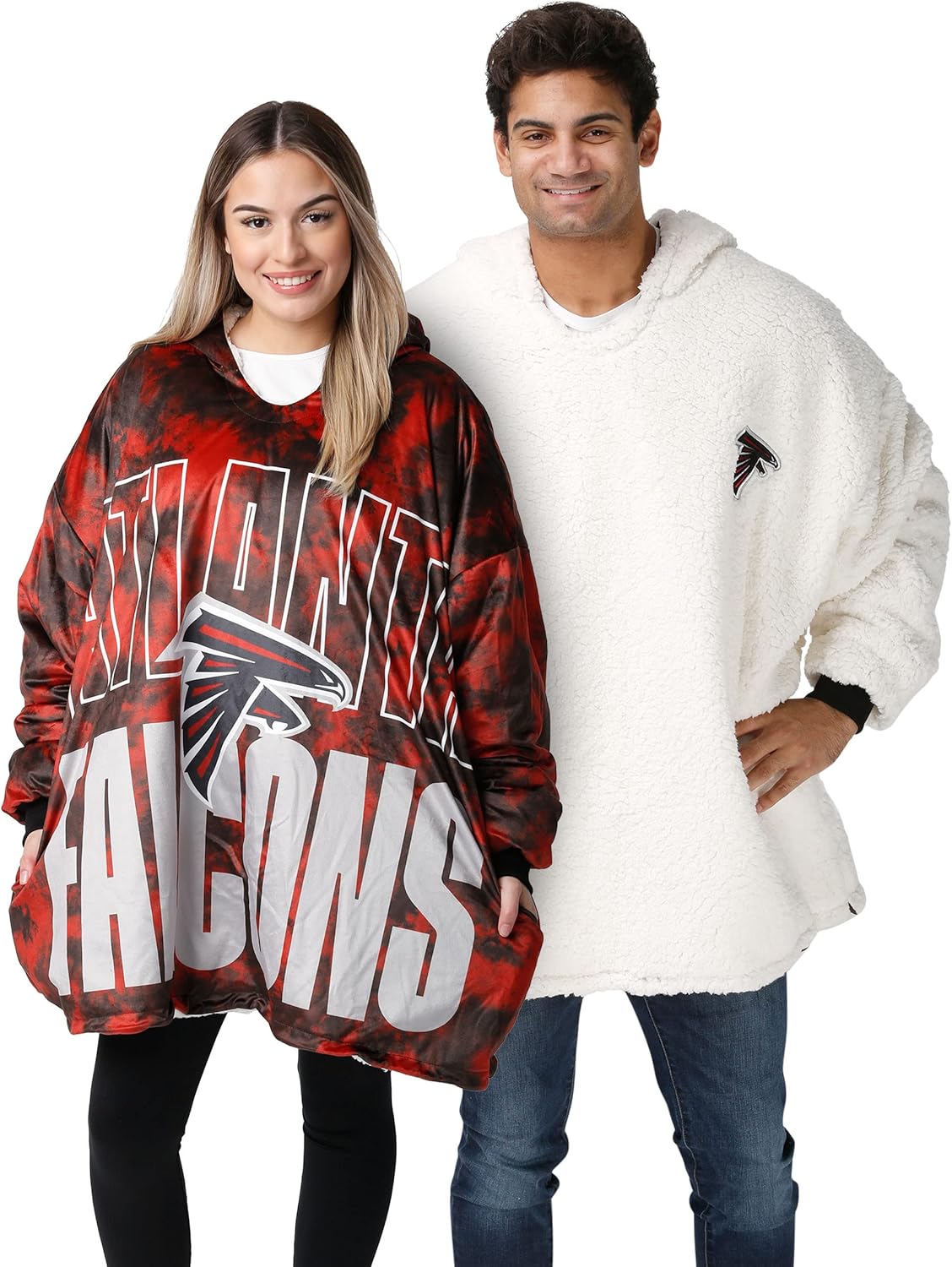 FOCO NFL Team Logo Reversible Oversized Sherpa Hoodie Sweatshirt