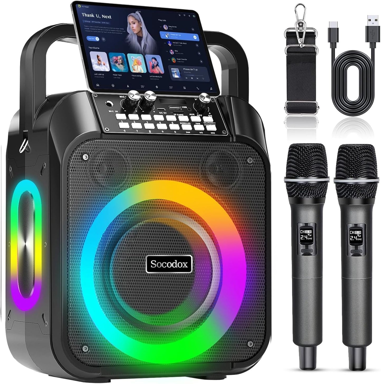 Portable Bluetooth Karaoke Speaker with Dual Microphones