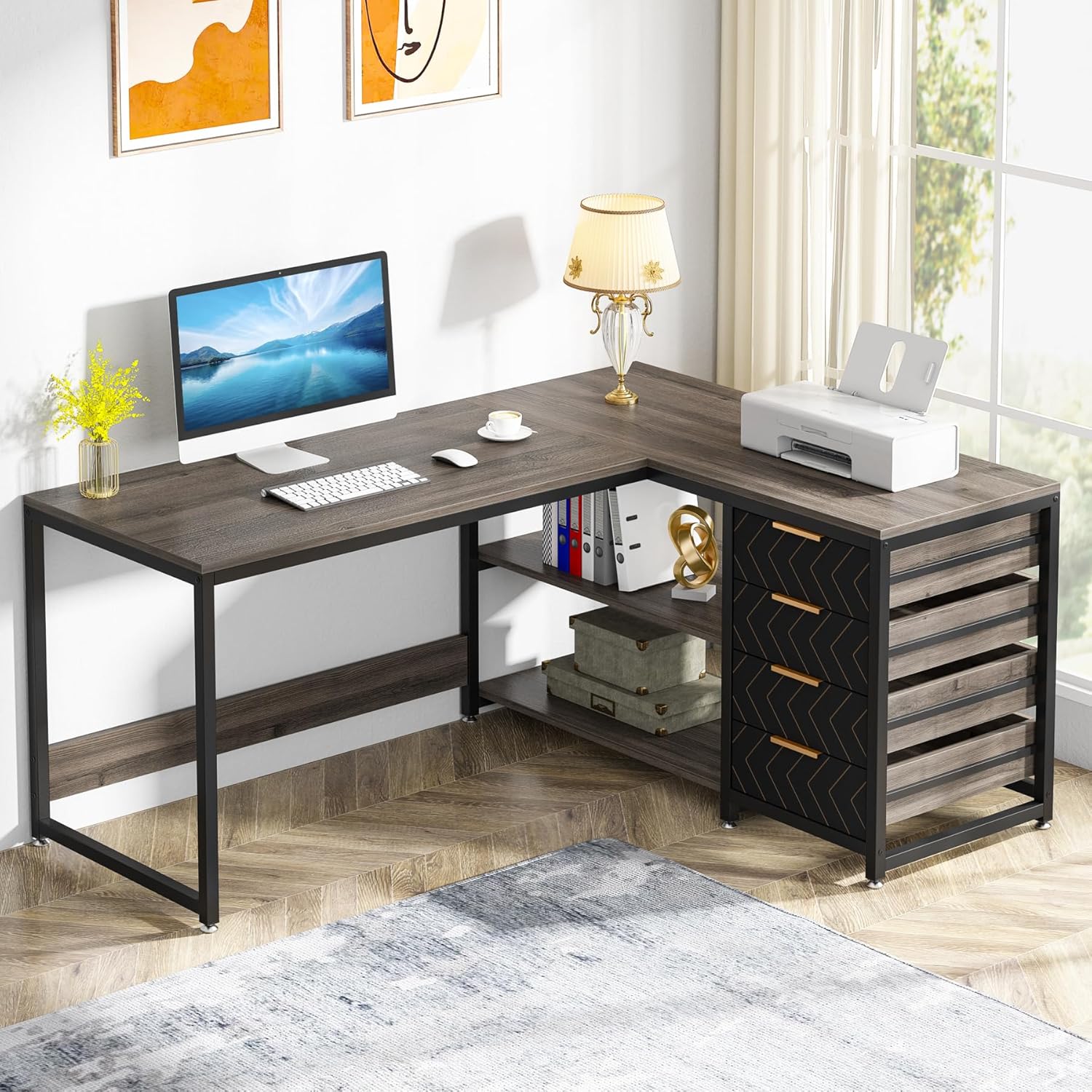 Tribesigns L-Shaped Desk: Space-Saving Storage Solution