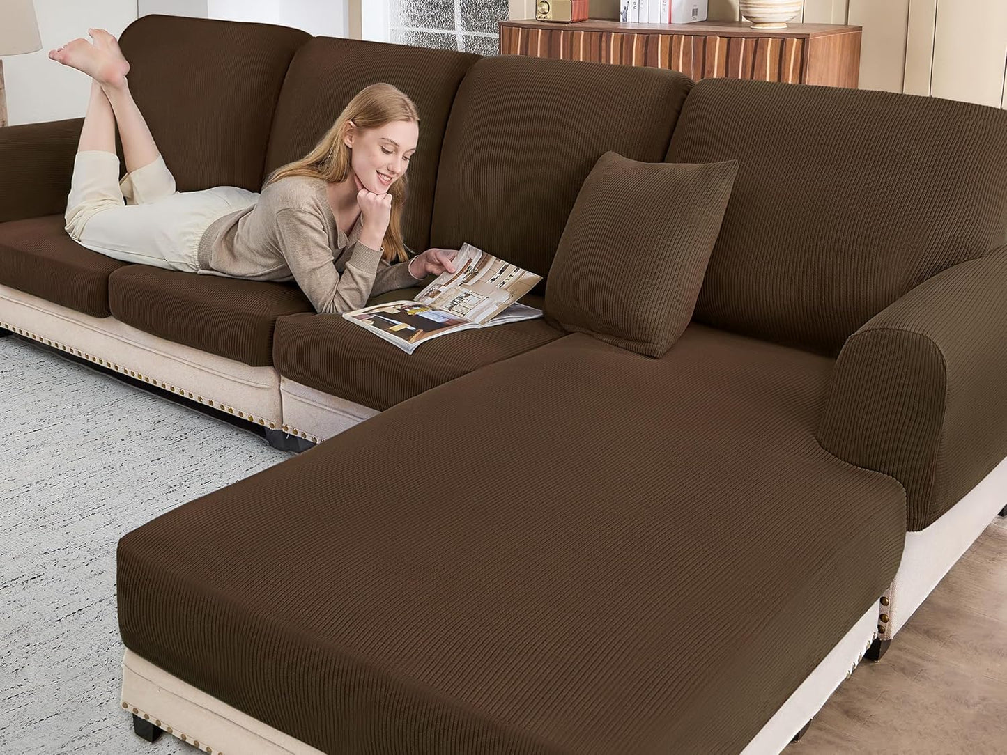 L Shaped Sectional Couch Covers for Soft Sofa Cushion Protection