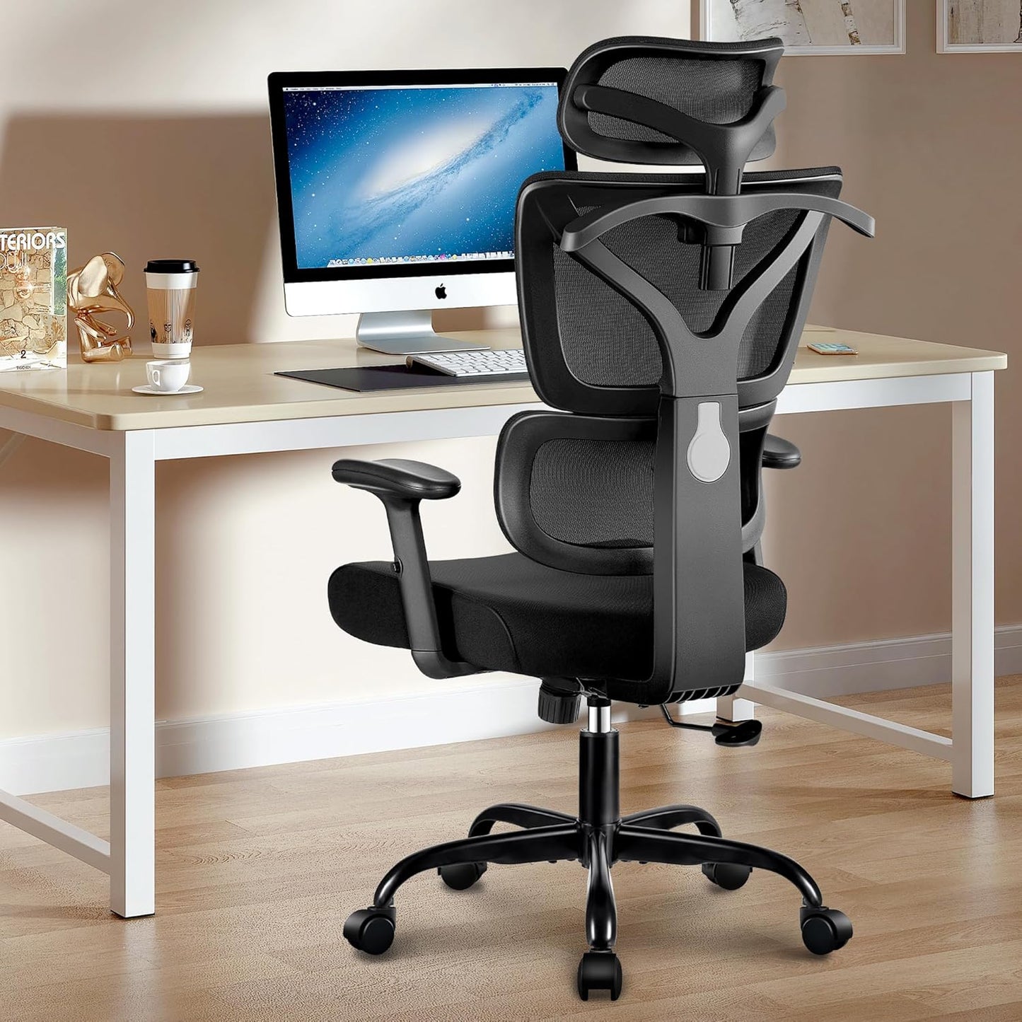 Winrise Ergonomic High Back Office Chair | Lumbar Support & Adjustable Armrests