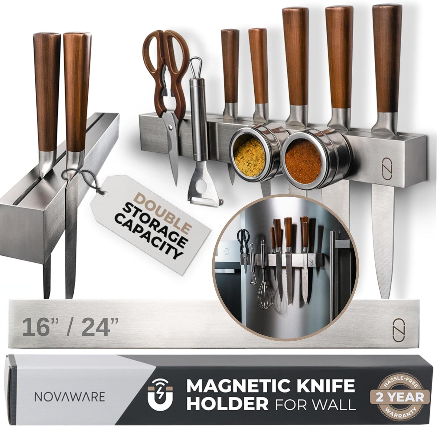 16 Magnetic Knife Holder for Refrigerator - Safe Storage Design