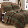 Cozy Line Velvet Striped Reversible Quilt Set Queen - Cozy Warm Look