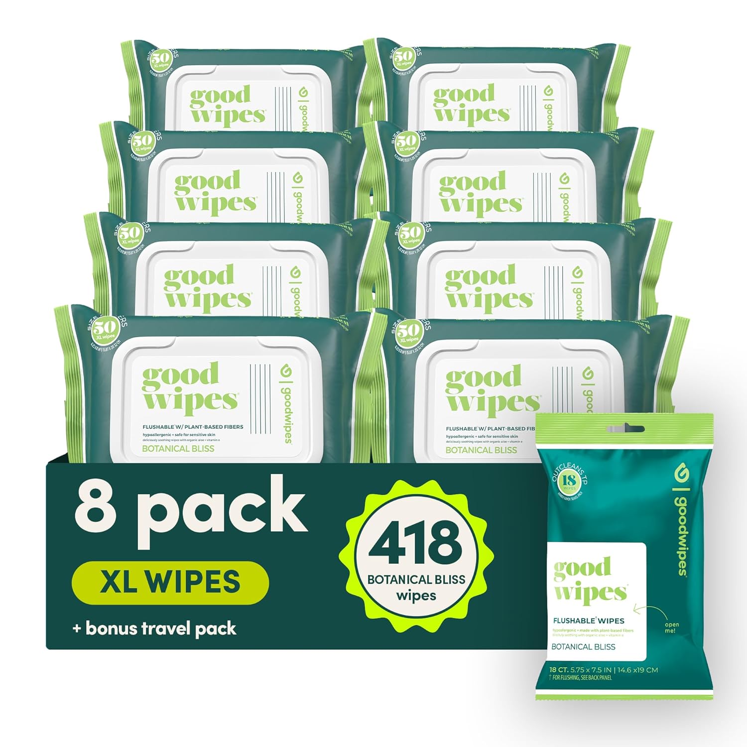Goodwipes Flushable Butt Wipes - Extra Large & Gentle Clean