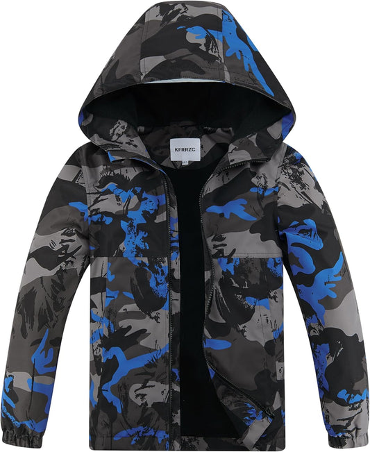 Boys Rain Jackets Waterproof Hooded Lightweight Windbreakers
