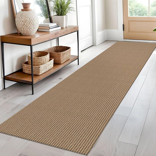 Woven Runner Rug 2x10 Ft for Hallways - Non Slip & Washable