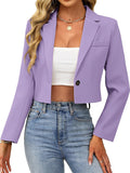 Womens Cropped Blazer Open Front One Button - Business Casual Jacket