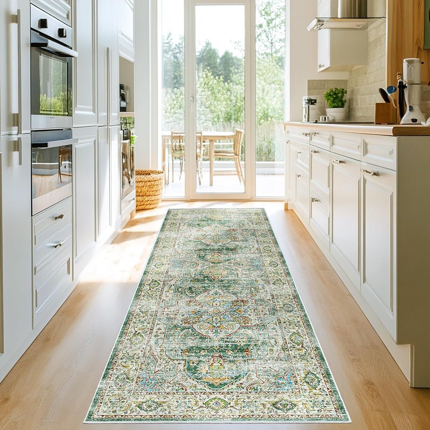 Madane Runner Rug 2ft 6in'x8ft Vintage Washable Non-Slip Design
