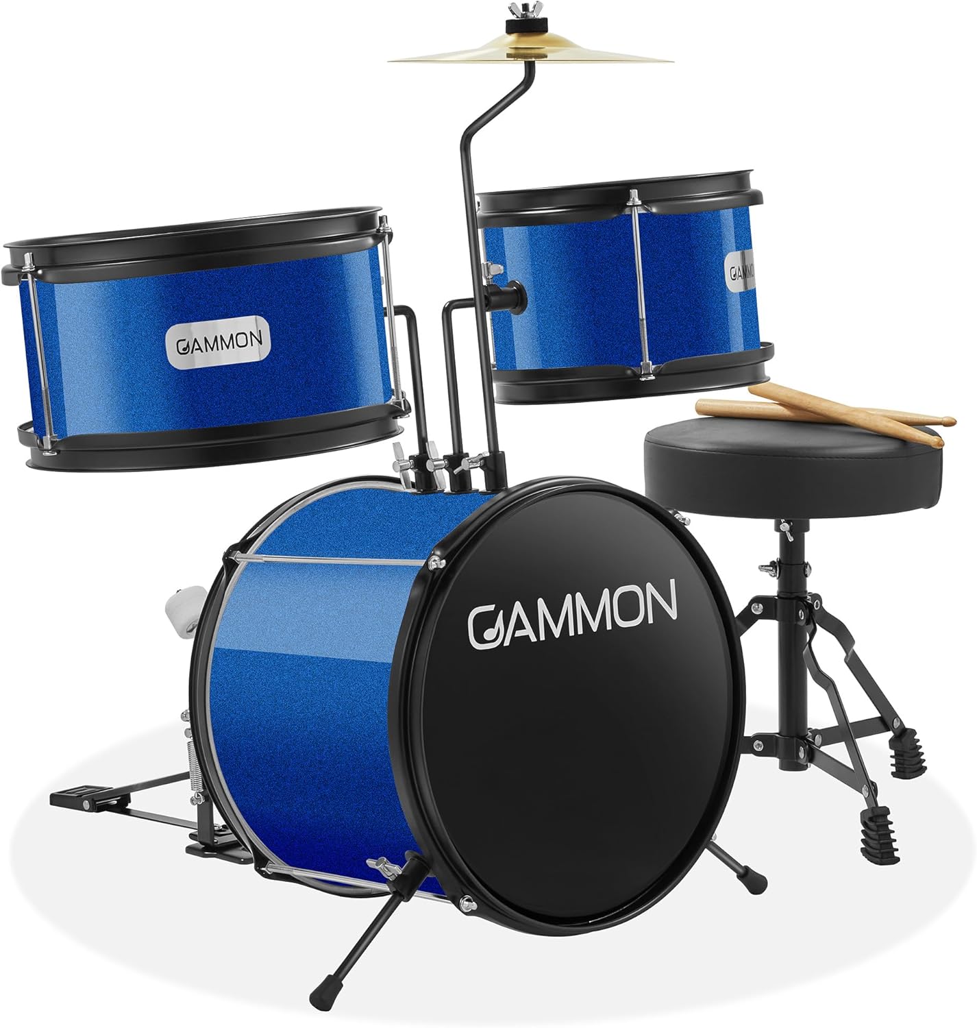 Gammon 3-Piece Junior Drum Set for Beginners - Blue Kit