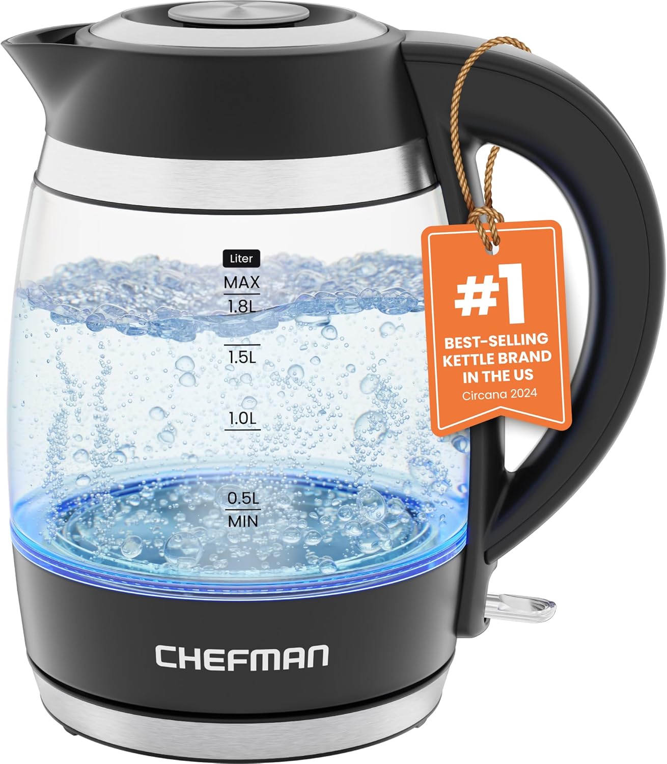 Chefman 1.8L Electric Kettle: Easy Clean, Safe Shut Off