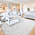 Terrug White Fluffy Area Rug 5x7 ft Tie-Dyed Shag Rug - Soft, Washable