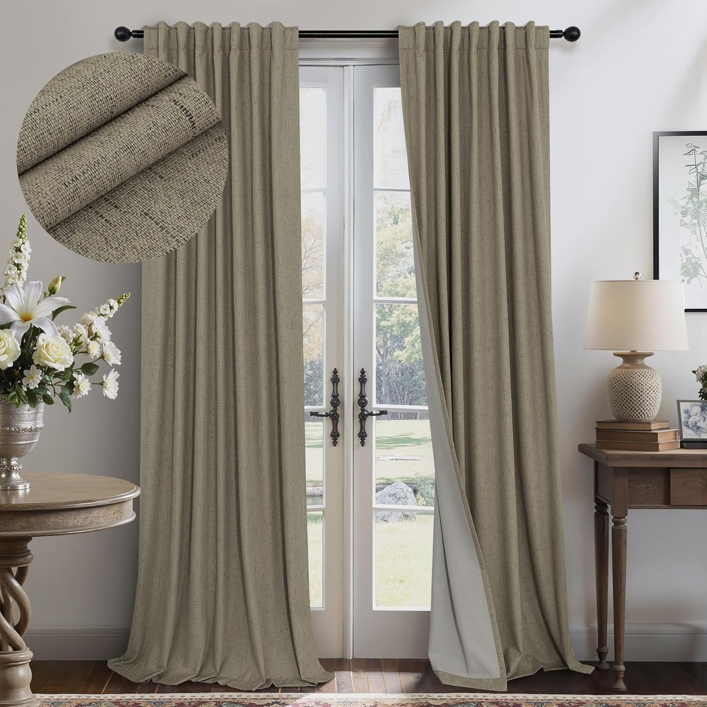 Pitalk 100% Blackout Curtains for Living Room and Bedroom