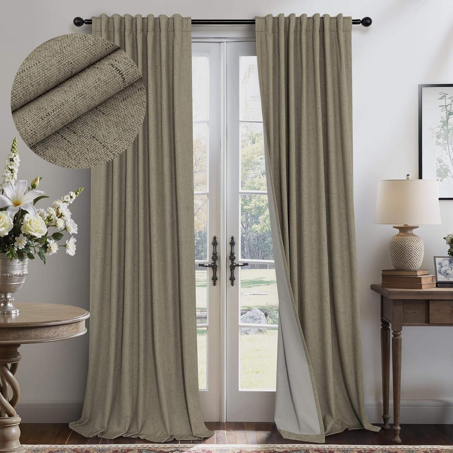 Pitalk 100% Blackout Curtains for Living Room and Bedroom