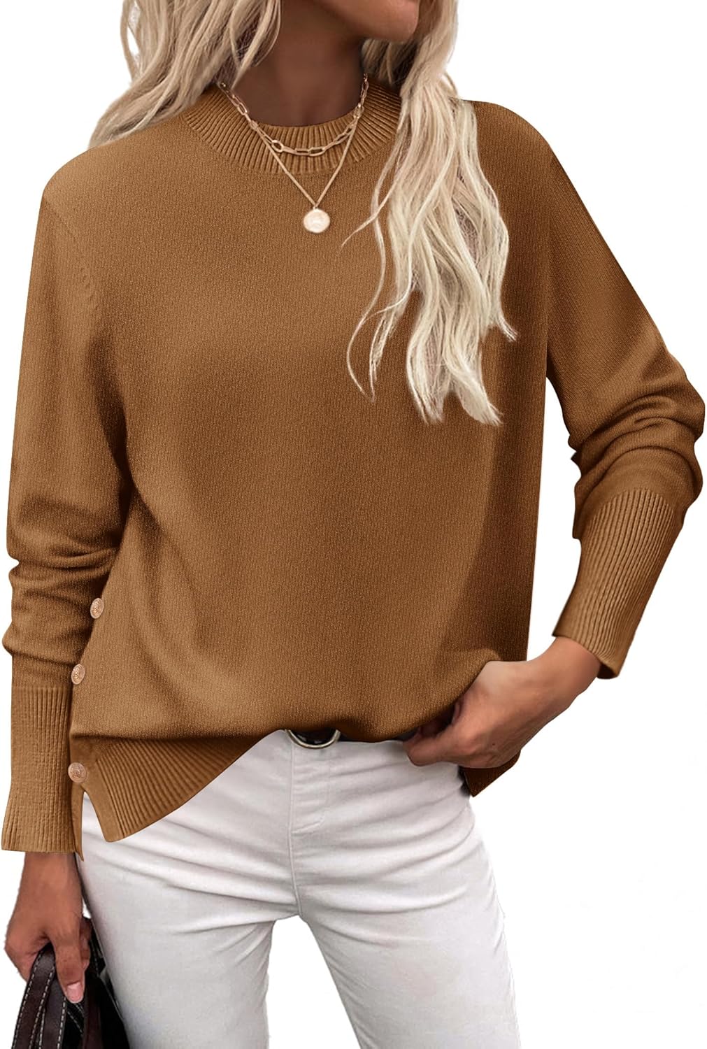 Trendy Casual Pullover Tops for Women - Loose Knit Sweaters