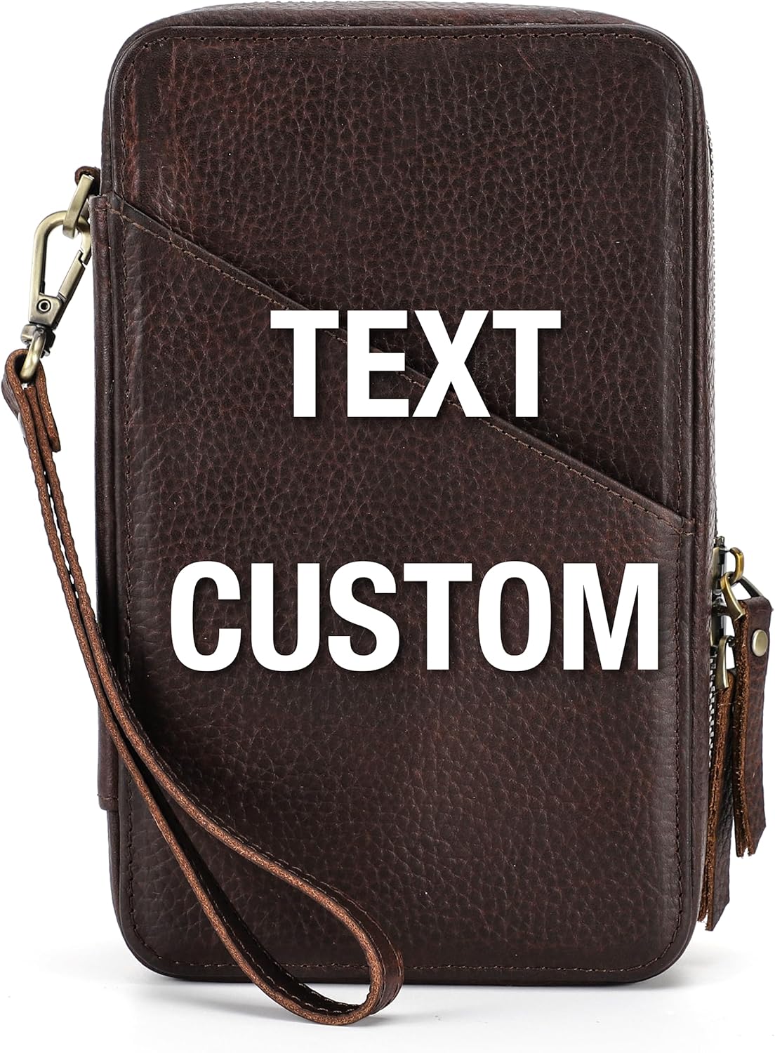 Top Grain Leather Tech Pouch for Travel Storage and Organization