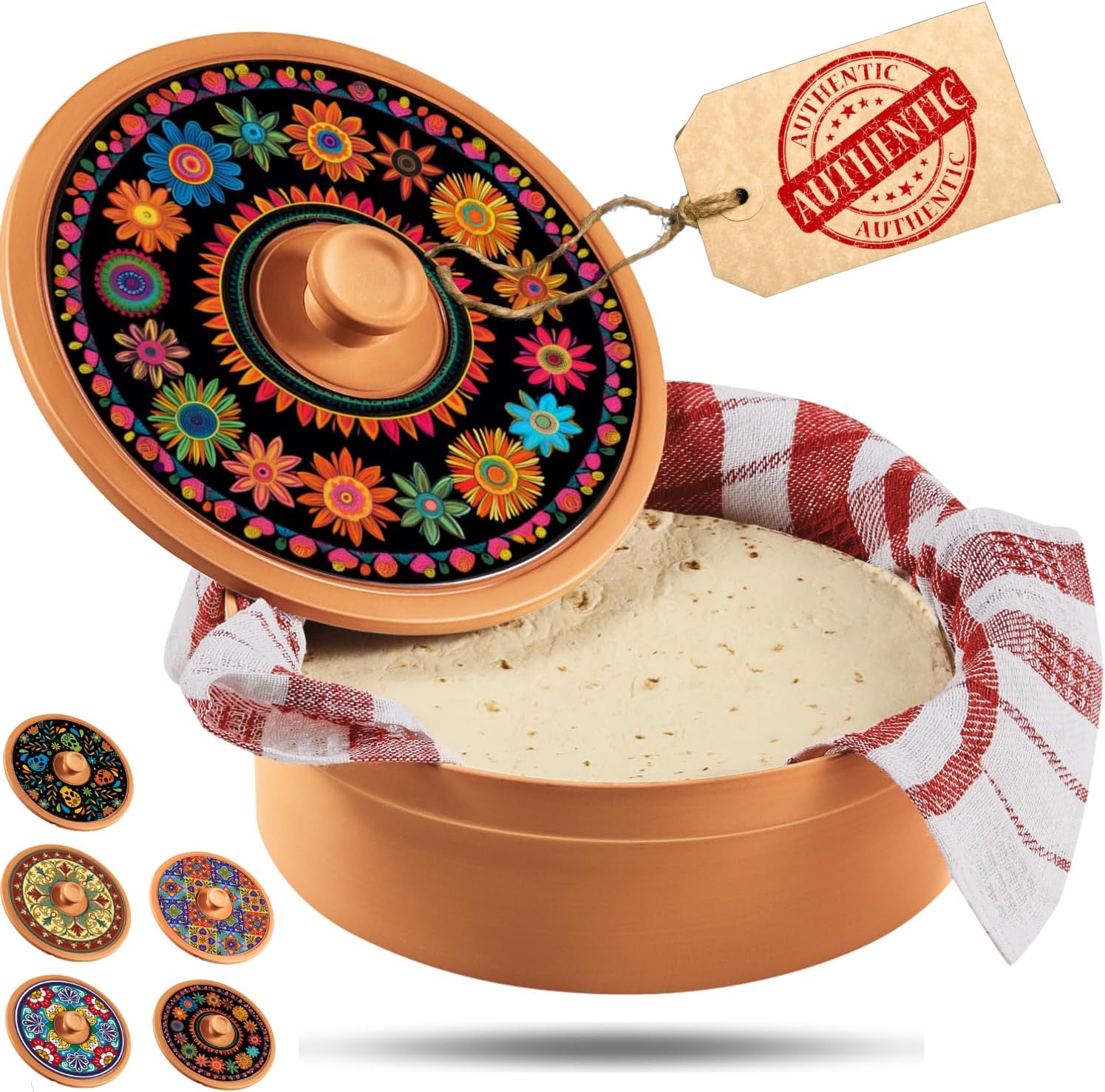 Terracotta Tortilla Warmer for Day of the Dead Celebrations