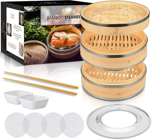 10-inch Bamboo Steamer Set - Perfect Dumplings!