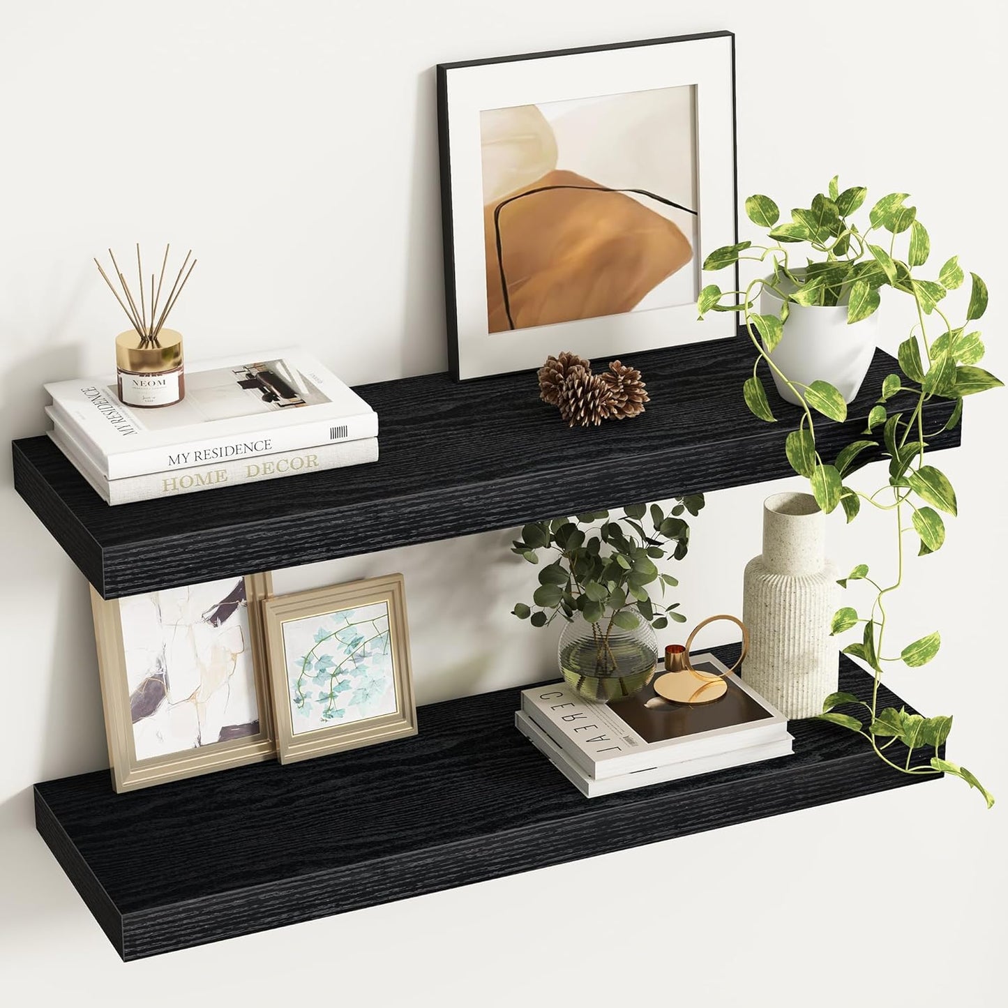 32Inch Floating Shelves - Rustic Wall Mounted Storage Shelf Set