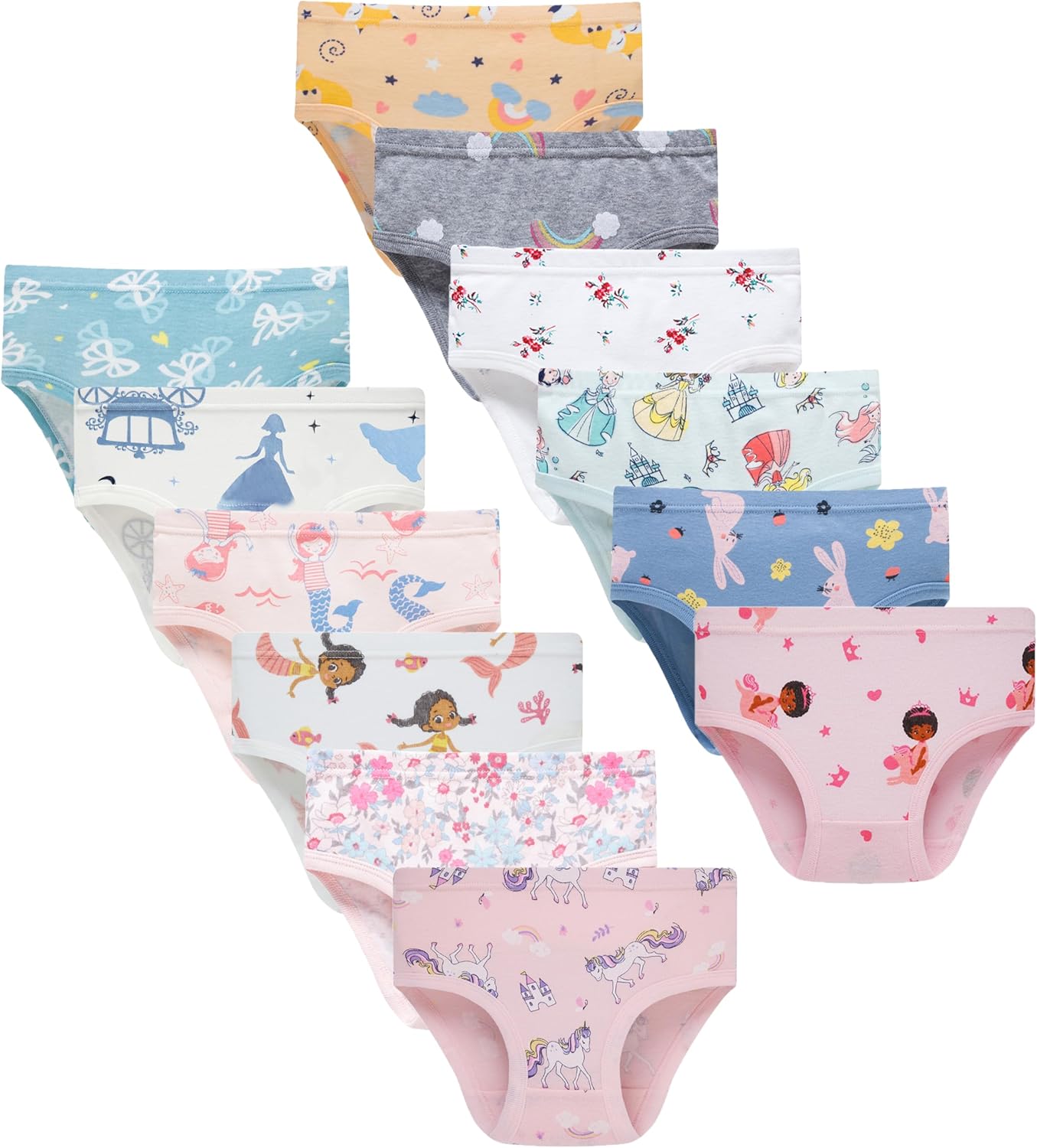 Boboking Girls Soft Underwear 12-Pack Cotton Toddler Briefs