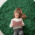 Dark Green Round Rugs for Bedroom - Machine Washable 5 ft Circle