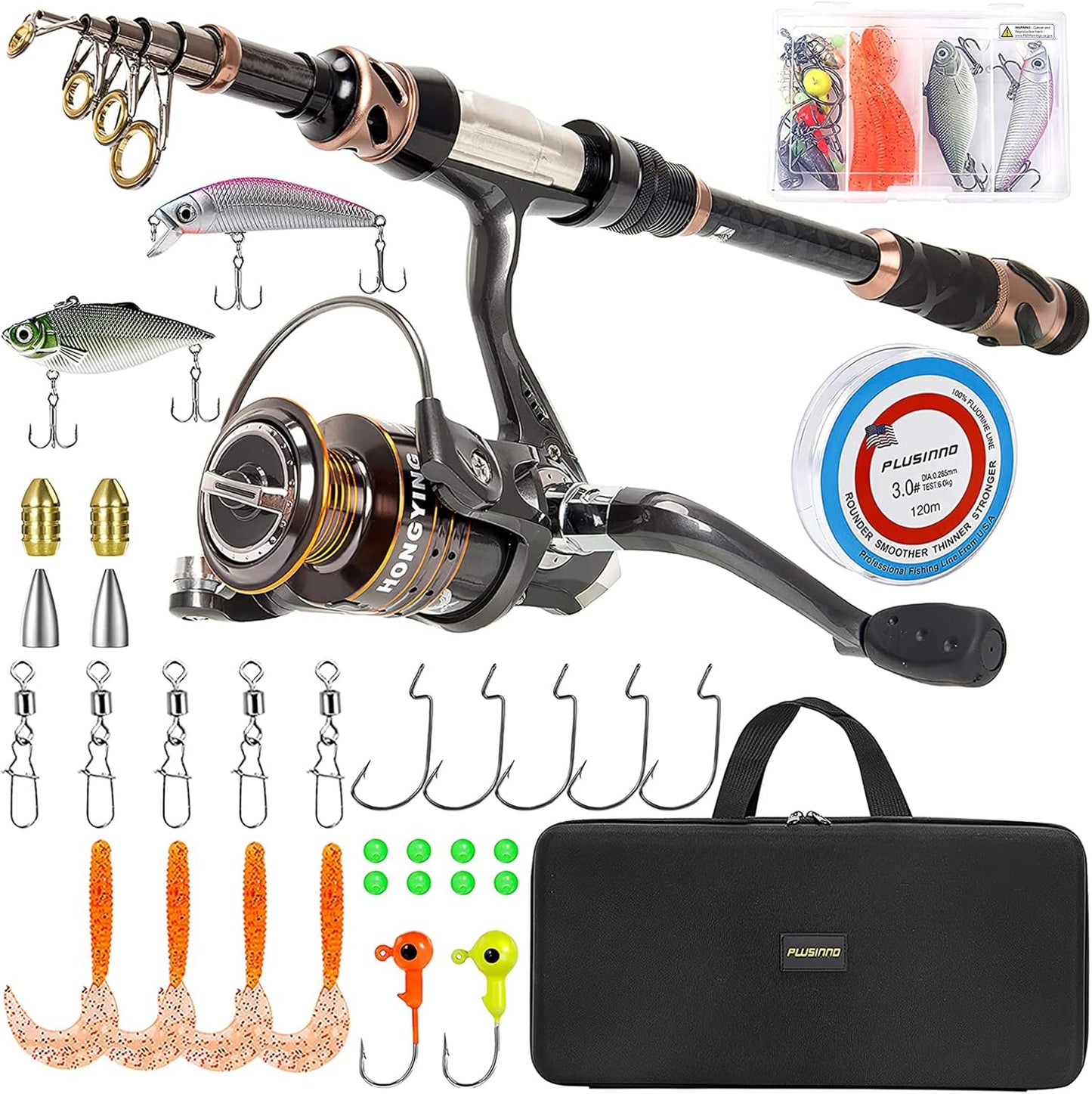 PLUSINNO Fishing Rod and Reel Combos - Perfect for Beginners