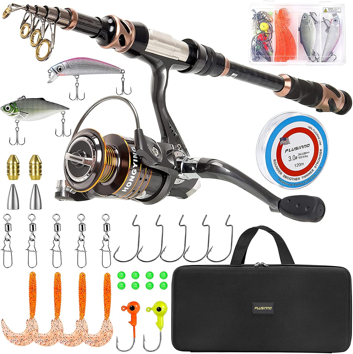 PLUSINNO Fishing Rod and Reel Combos - Perfect for Beginners