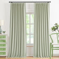 Pinch Pleated Full Blackout Curtain Panels 40in x 112in - Soft Green