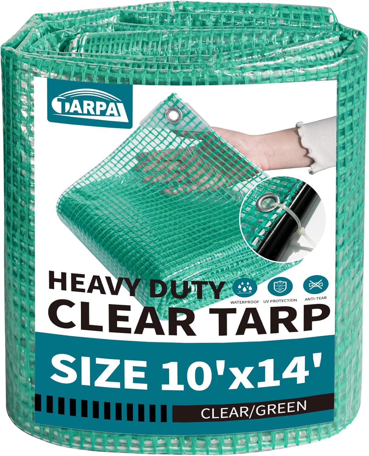 Heavy Duty Clear Green Tarp 10ftx14ft for Greenhouses and Gardens