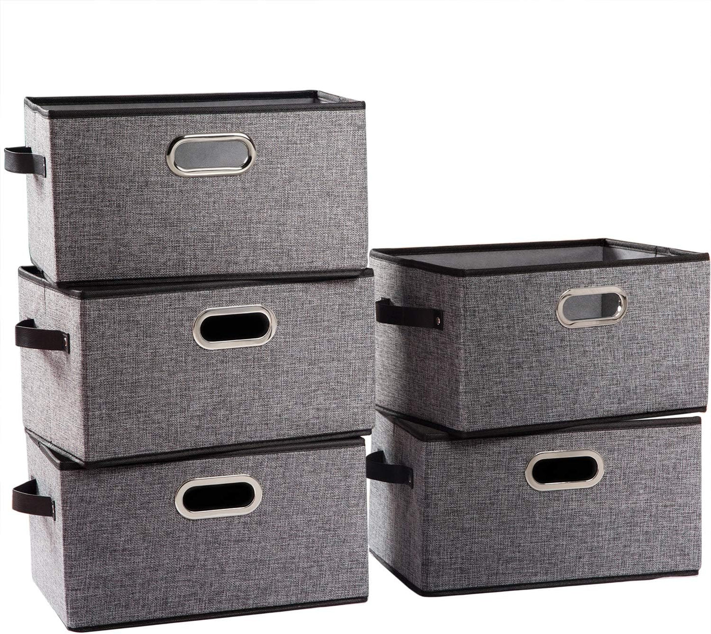 PRANDOM Large Collapsible Storage Baskets for Closet - 5-Pack